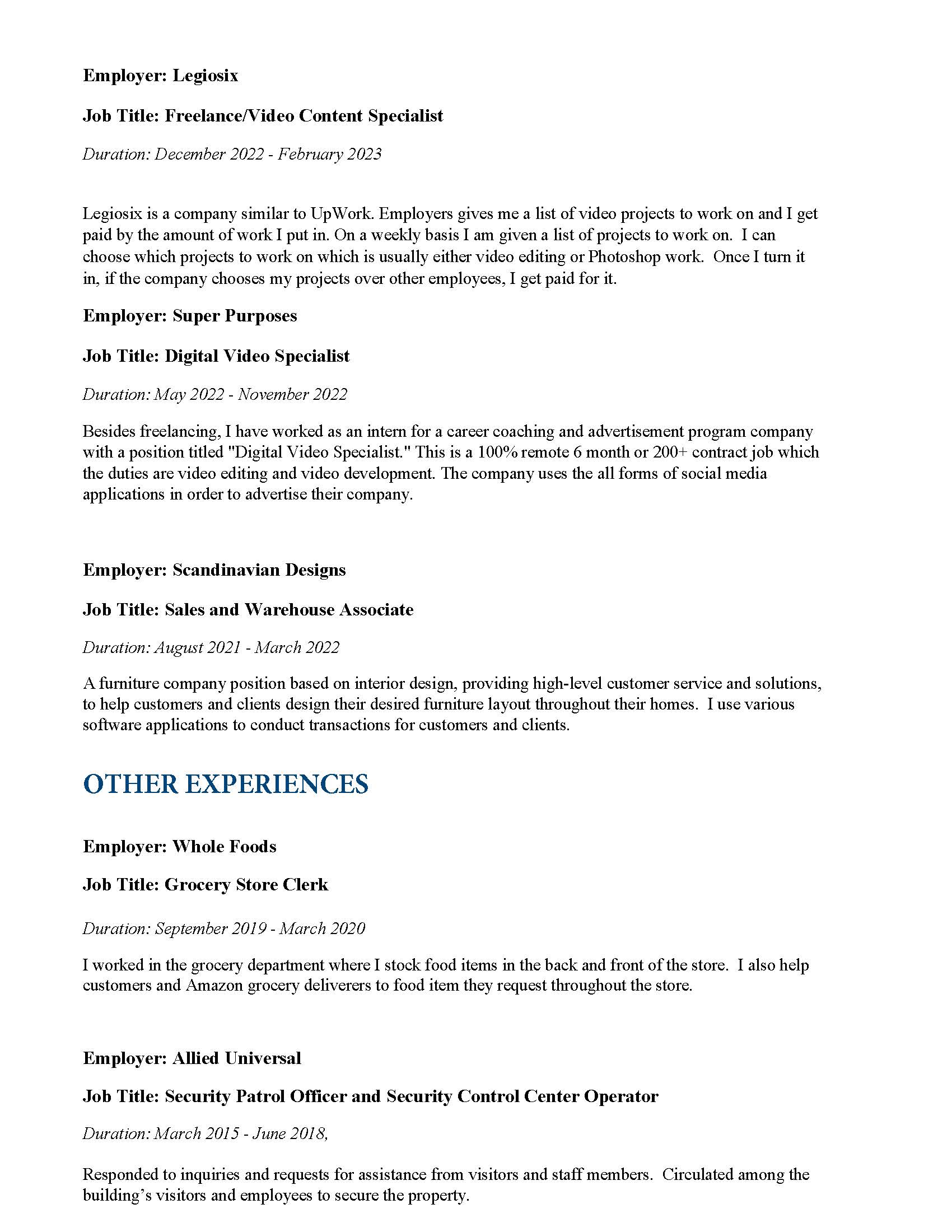 resume page 2